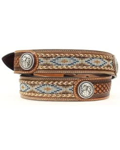 Ariat Men's Fabric Inlay Concho & Basketweave Leather Belt -Western Cowboy Clothing Store 120K64 19 D2