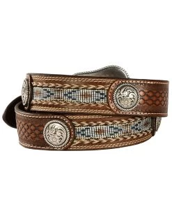 Ariat Men's Fabric Inlay Concho & Basketweave Leather Belt -Western Cowboy Clothing Store 120K64 19 P2
