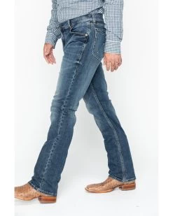 Wrangler Retro Men's Layton Medium Wash Low Rise Slim Bootcut Jeans - Tall -Western Cowboy Clothing Store 2000170000 402 P4