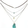 Prime Time Jewelry Women's 4-Piece Silver & Gold Turquoise Layered Necklace Set -Western Cowboy Clothing Store 2000322182 710 P1
