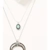 Prime Time Jewelry Women's Silver Crescent Horn & Turquoise Pendant Layered Necklace Set -Western Cowboy Clothing Store 2000334007 040 P1