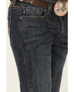 Rock & Roll Denim Men's Dark Vintage Double Barrel Stretch Relaxed Straight Jeans -Western Cowboy Clothing Store 2000334315 400 P4