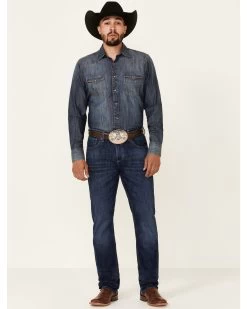 Western Cowboy Clothing Store 37 Wrangler 20X Men's Steel Dark Wash Stretch Slim Straight Jeans
