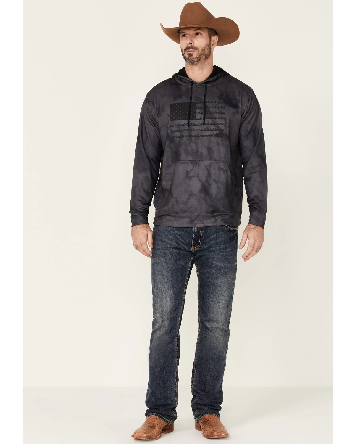 Hooey Men's Tie-Dye Liberty Roper Flag Graphic Hooded Sweatshirt 4 Hooey Men's Tie-Dye Liberty Roper Flag Graphic Hooded Sweatshirt - Image 2