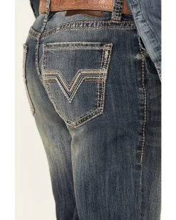 Rock & Roll Denim Men's Double Barrel Dark Vintage Wash Stretch Relaxed Straight Jeans -Western Cowboy Clothing Store 2000345007 400 P4