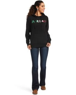 Ariat Women's Black R.E.A.L Mexico Embroidered Logo Pullover Hoodie - Plus -Western Cowboy Clothing Store 2000347975 001 P4