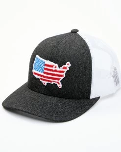Western Cowboy Clothing Store 13 Oil Field Hats Men's Black & White American Flag US Patch Mesh-Back Ball Cap