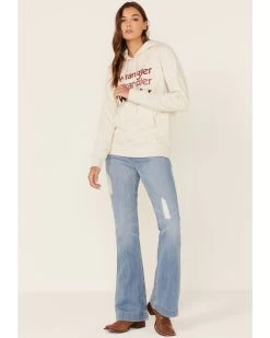 Wrangler Women's Multi Stacked Logo Shirttail Pullover Hoodie -Western Cowboy Clothing Store 2000350345 104 P4
