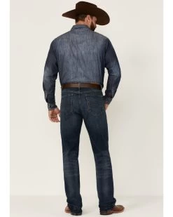 Rock & Roll Denim Men's Hooey Dark Vintage Double Barrel Relaxed Stackable Bootcut Jeans -Western Cowboy Clothing Store 2000351105 400 P4