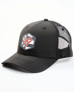 Western Cowboy Clothing Store 15 Hawx Men's Black Flag Hectagon Logo Patch Mesh-Back Ball Cap