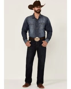Rock & Roll Denim Men's Dark Wash Double Barrel Relaxed Straight Leg Jeans -Western Cowboy Clothing Store 2000352156 400 P3
