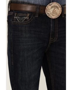 Rock & Roll Denim Men's Dark Wash Double Barrel Relaxed Straight Leg Jeans -Western Cowboy Clothing Store 2000352156 400 P4