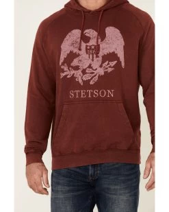 Stetson Men's Red Mineral Wash Distressed Eagle Graphic Hooded Sweatshirt -Western Cowboy Clothing Store 2000354136 400 P3
