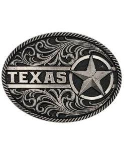 Montana Silversmiths Men's Gunmetal Texas Star Filigree Belt Buckle