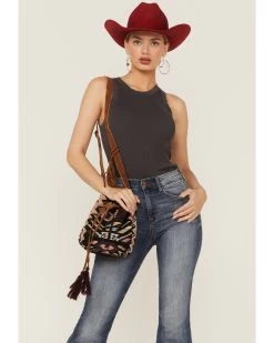 Prime Time Jewelry Women's Southwestern Pattern Canvas Bucket Bag