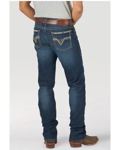 Rock 47 By Wrangler Men's Ruckett Dark Wash Stretch Slim Straight Jeans -Western Cowboy Clothing Store 2000358077 400 P3