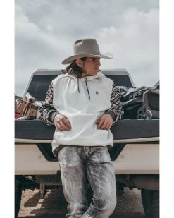 RANK 45 Men's Rustler Southwestern Color-Block Sleeve Hooded Sweatshirt