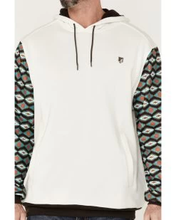 RANK 45 Men's Rustler Southwestern Color-Block Sleeve Hooded Sweatshirt -Western Cowboy Clothing Store 2000359488 900 P4