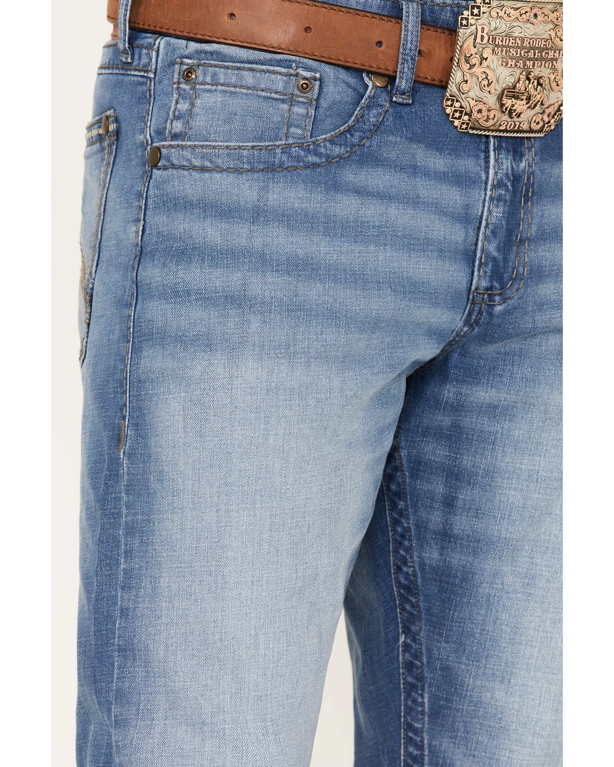 Rock 47 By Wrangler Men's Barlow Light Wash Slim Straight Jeans 4 Rock 47 By Wrangler Men's Barlow Light Wash Slim Straight Jeans - Image 2