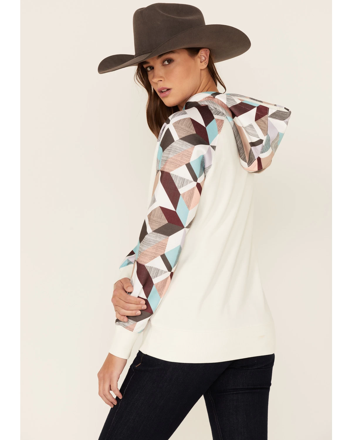 Hooey Women's Modern Colorblock Geo Print Pullover Hooded Sweater 5 Hooey Women's Modern Colorblock Geo Print Pullover Hooded Sweater - Image 3