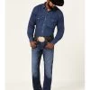 Rock 47 By Wrangler Men's Prichett Dark Wash Stretch Slim Straight Jeans -Western Cowboy Clothing Store 2000361296 416 P1