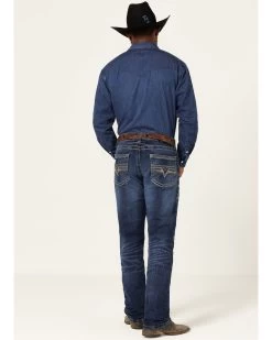 Rock 47 By Wrangler Men's Prichett Dark Wash Stretch Slim Straight Jeans -Western Cowboy Clothing Store 2000361296 416 P3