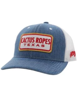 Hooey Kids' Denim Cactus Ropes Patch Mesh Back Trucker Cap