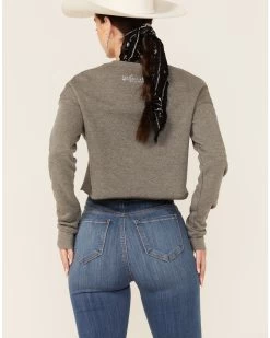 Ruby's Rubbish Women's Heather Gray Long Live King George Graphic Sweatshirt -Western Cowboy Clothing Store 2000365471 022 P3
