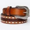 Cody James Men's Brown & Cream Lace & Floral Embossed Belt -Western Cowboy Clothing Store 2000366774 200 P1