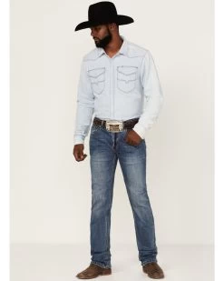 Rock & Roll Denim Men's Hooey Revolver Medium Wash Reflex Stretch Slim Straight Jeans -Western Cowboy Clothing Store 2000367639 203 P3