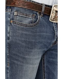 Rock & Roll Denim Men's Hooey Revolver Medium Wash Reflex Stretch Slim Straight Jeans -Western Cowboy Clothing Store 2000367639 203 P4