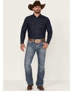 Rock & Roll Denim Men's Double Barrel Medium Wash Relaxed Straight Jeans -Western Cowboy Clothing Store 2000368870 414 P3