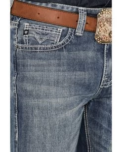 Rock & Roll Denim Men's Double Barrel Medium Wash Relaxed Straight Jeans -Western Cowboy Clothing Store 2000368870 414 P4