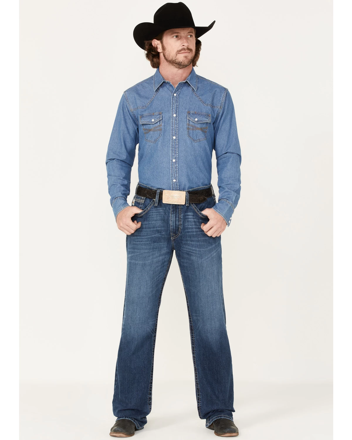 Cinch Men's Grant Medium Wash Relaxed Bootcut Performance Jeans 3 Cinch Men's Grant Medium Wash Relaxed Bootcut Performance Jeans