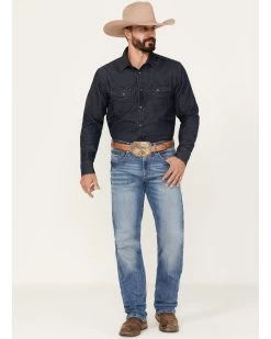 Rock 47 By Wrangler Men's MRS47 Light / Medium Wash Slim Straight Stretch Denim Jeans