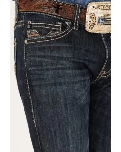 Rock & Roll Denim Men's Dark Wash Pistol Stackable Reflex Bootcut Jeans -Western Cowboy Clothing Store 2000375486 416 P4