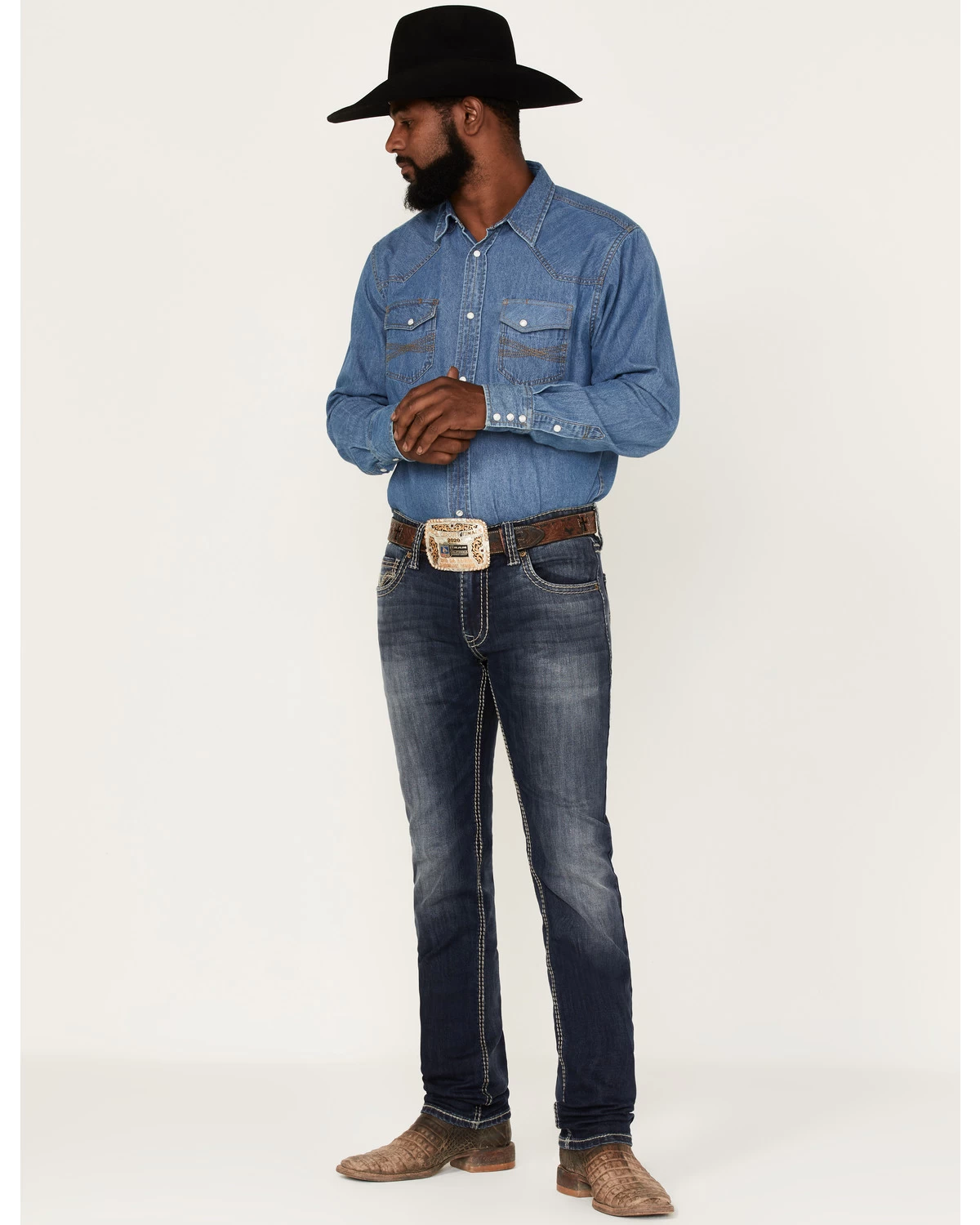 Rock & Roll Denim Men's Rifle Dark Wash Vintage Reflex Slim Stretch Skinny Jeans 5 Rock & Roll Denim Men's Rifle Dark Wash Vintage Reflex Slim Stretch Skinny Jeans - Image 3