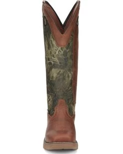 Justin Men's Rush Strike Camo Shaft Leather Pull On Snake Boots - Square Toe -Western Cowboy Clothing Store 2000378668 340 P4