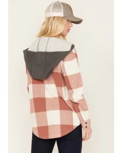 Cleo + Wolf Women's Buffalor Plaid Print Hooded Flannel Shirt -Western Cowboy Clothing Store 2000380772 200 P4