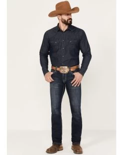 Rock & Roll Denim Men's Rifle Dark Vintage Wash Skinny Reflex Denim Jeans -Western Cowboy Clothing Store 2000386199 416 P3