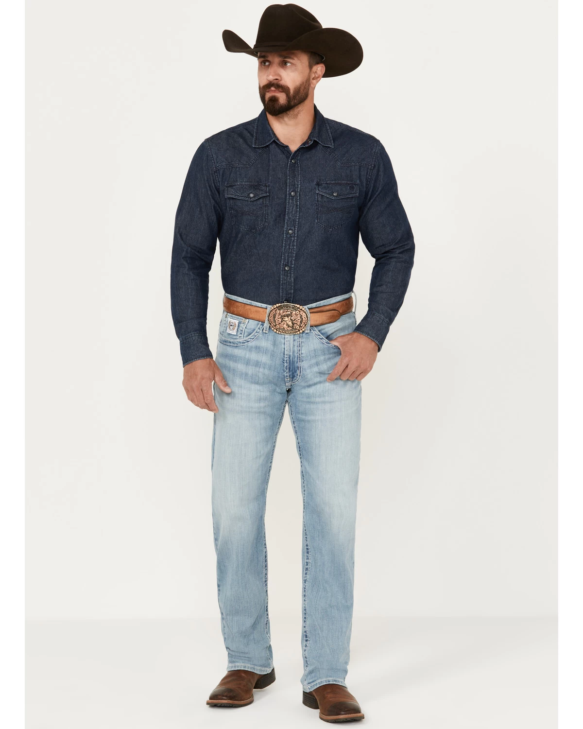 Cinch Men's White Label Light Wash Relaxed Straight Stretch Performance Denim Jeans 3 Cinch Men's White Label Light Wash Relaxed Straight Stretch Performance Denim Jeans