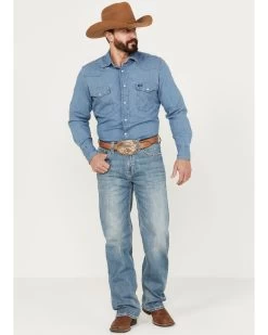 Rock & Roll Denim Men's Double Barrel Light Vintage Wash Relaxed Straight Stretch Jeans -Western Cowboy Clothing Store 2000387623 412 P3