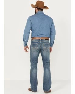 Rock & Roll Denim Men's Pistol Medium Vintage Wash Bootcut Stretch Denim Jeans