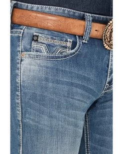 Rock & Roll Denim Men's Rifle Medium Vintage Wash Skinny Stretch ReFlex Denim Jeans -Western Cowboy Clothing Store 2000387630 414 P4