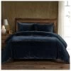 HiEnd Accents Midnight Blue Stella Faux Silk & Velvet Super Queen 3-Piece Duvet Cover Set -Western Cowboy Clothing Store 2000388476 400 P1