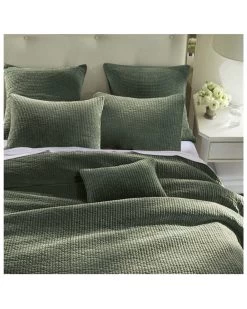 HiEnd Accents Fern Green Stonewashed Cotton & Velvet 3-Piece King Quilt Set