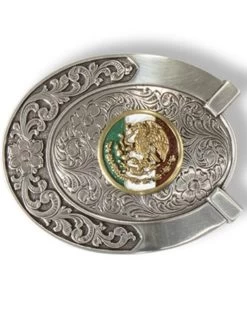 M & F Western Oval Horseshoe Mexican Flag Belt Buckle