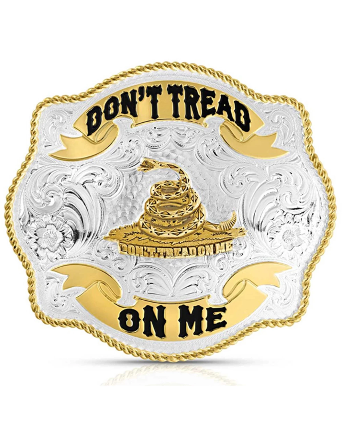 Montana Silversmiths Two-Tone Don't Tread On Me Scalloped Buckle 3 Montana Silversmiths Two-Tone Don't Tread On Me Scalloped Buckle