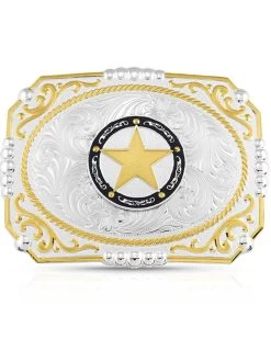 Montana Silversmiths Two-Tone Cowboy Cameo Star Belt Buckle