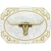 Montana Silversmiths Men's Two-Tone Cowboy Cameo With Longhorn Buckle -Western Cowboy Clothing Store 290845 03 P1